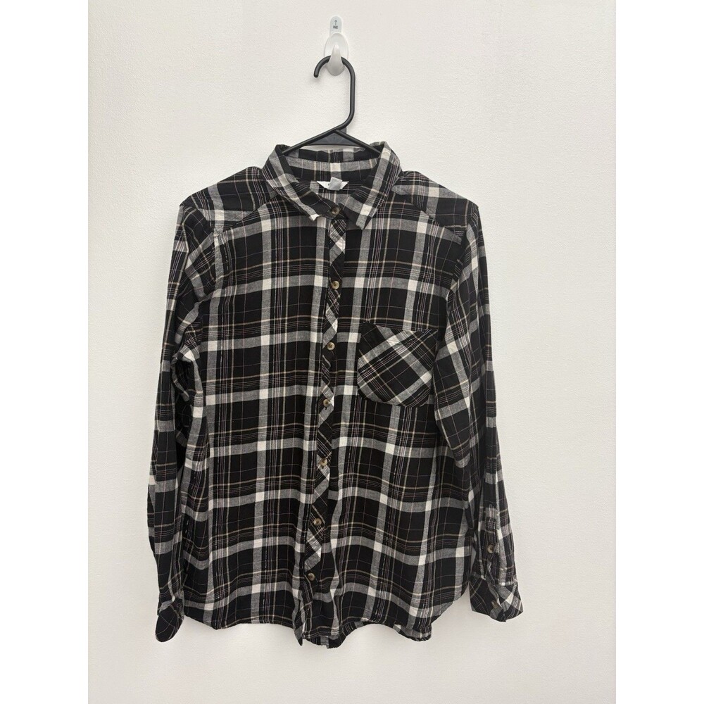 Sonoma Women’s Shirt Plaid XL Button Up Long Sleeve Collared With Pocket flannel